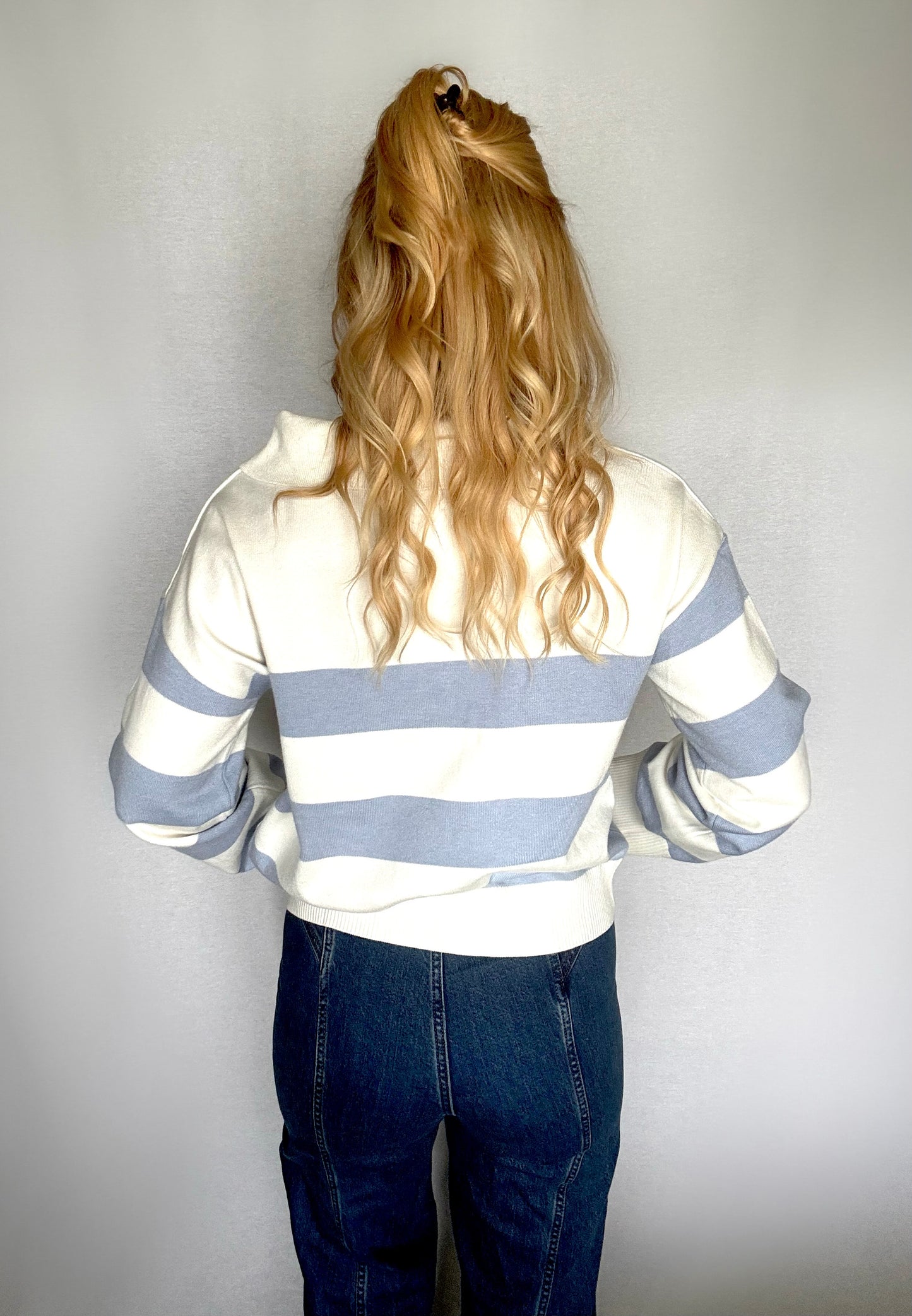 Striped Polo Sweater Top