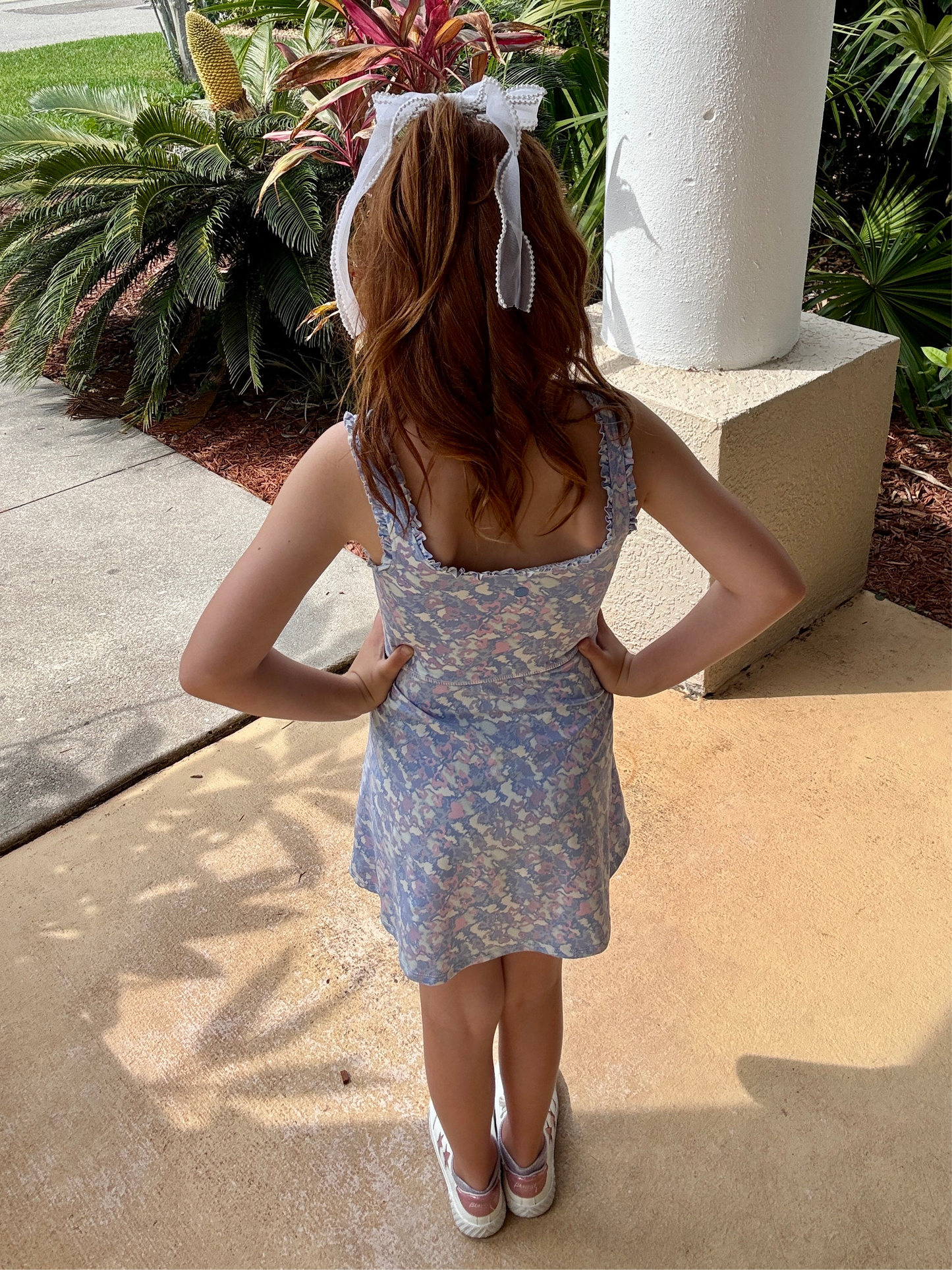 The Play All Day Ruffle Tennis Dress – Blue Floral