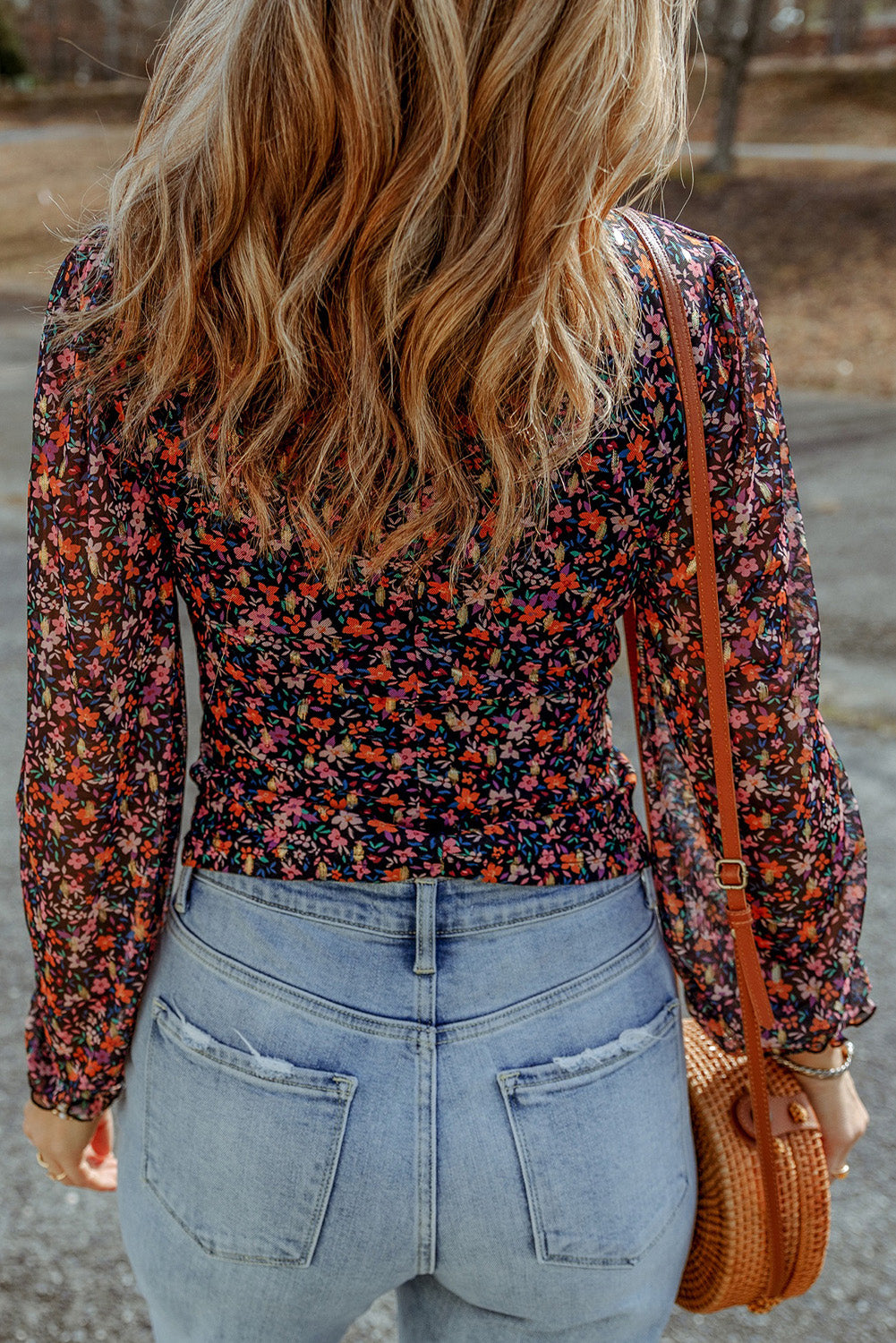 Bubble Sleeve Floral Blouse