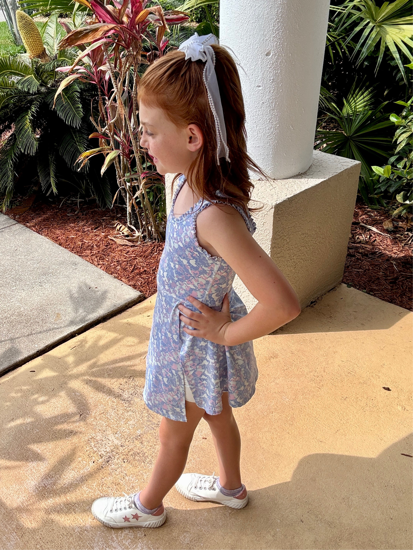 The Play All Day Ruffle Tennis Dress – Blue Floral