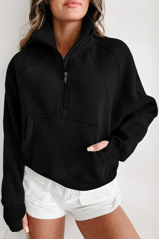 Zip Up Pullover Black