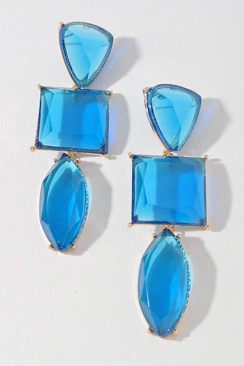 Glam Drop Statement Earrings – Pink or Blue