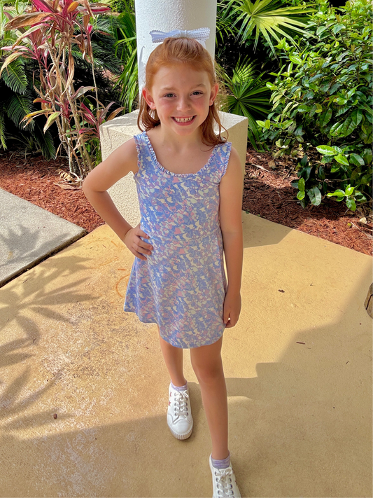 The Play All Day Ruffle Tennis Dress – Blue Floral