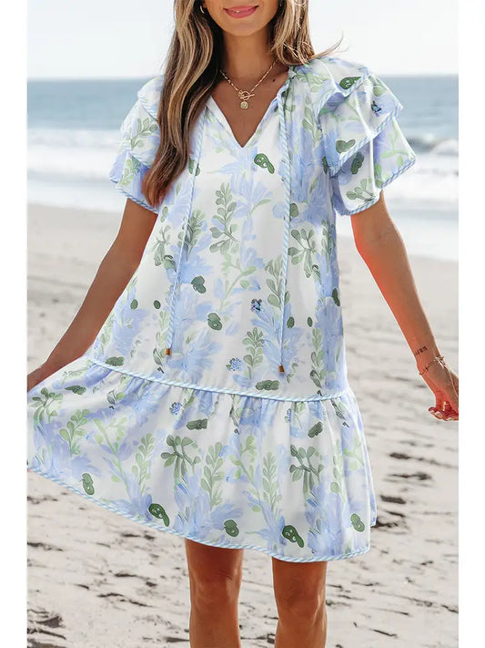 Seaside Bloom Ruffle Dress