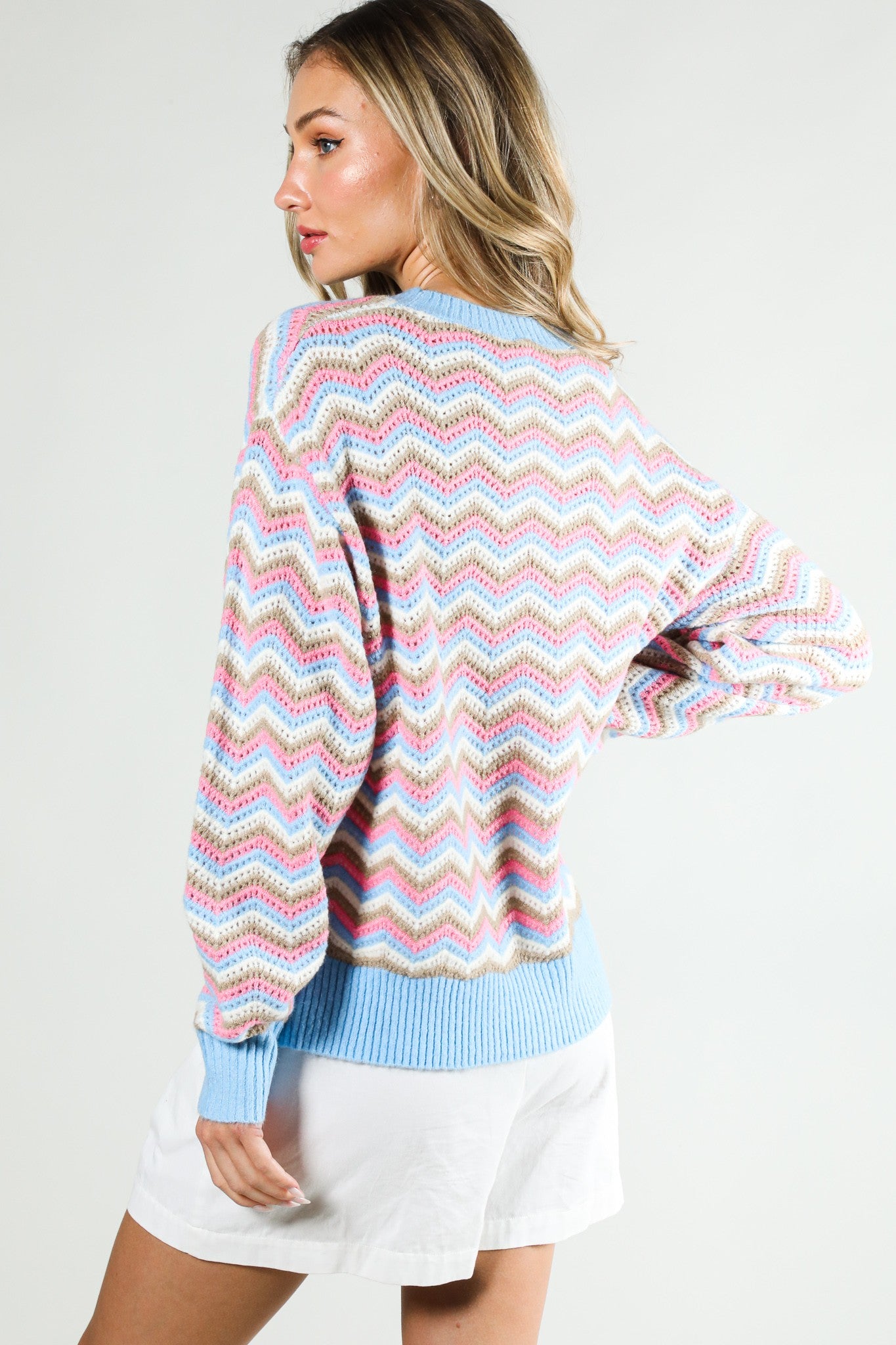 Tiffany Striped Crochet Sweater