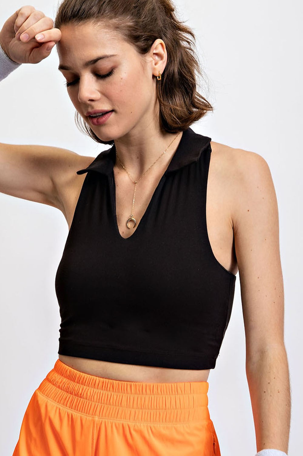 Collared Cropped Sports Tank