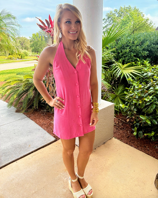 Pink Charm Button Down Dress