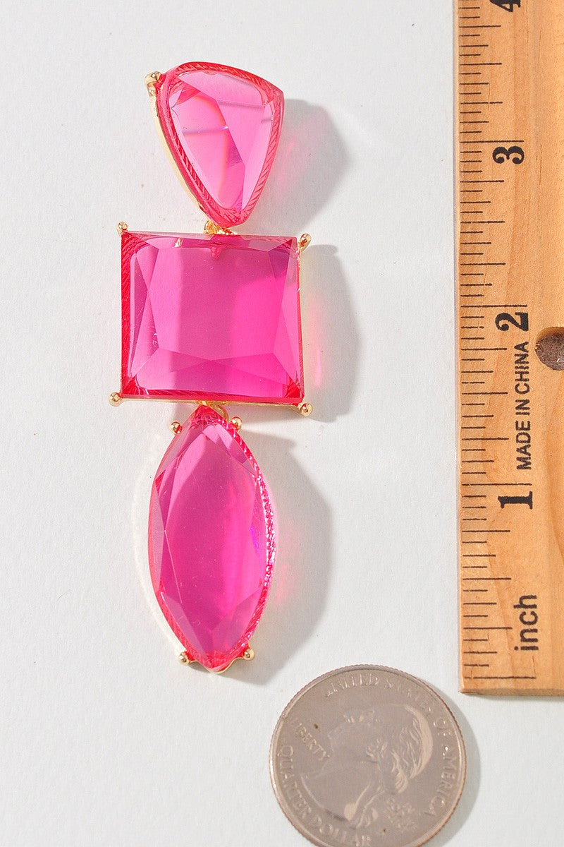 Glam Drop Statement Earrings – Pink or Blue