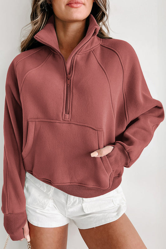 Zip Up Pullover Mauve